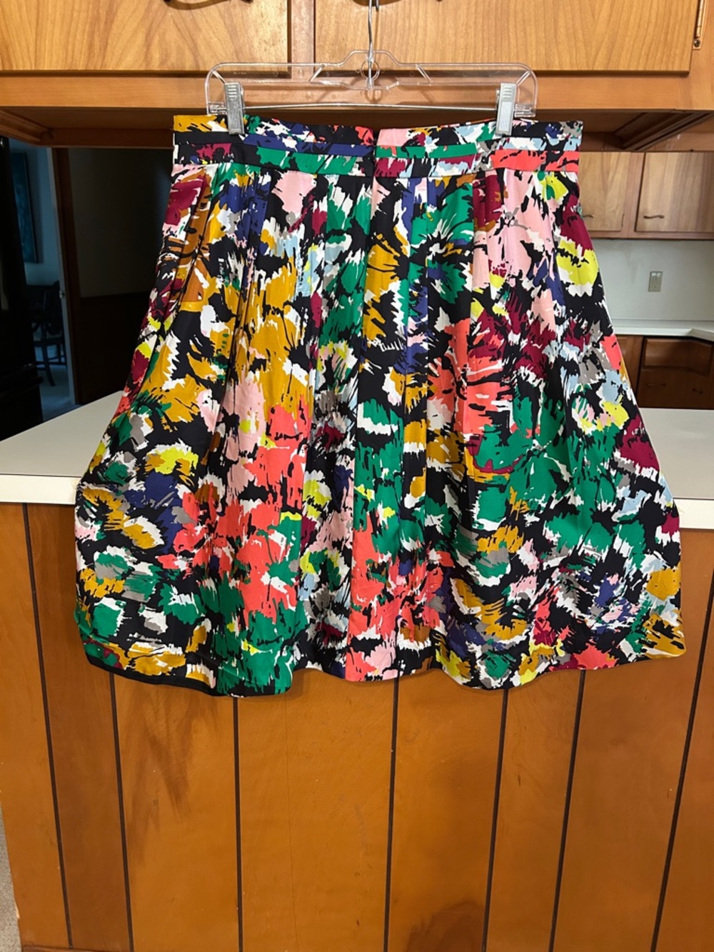 J. Crew 100% Silk Skirt Women Vibrant Colorful Paint Splatter A-Line - Size 14 - Picture 4 of 14